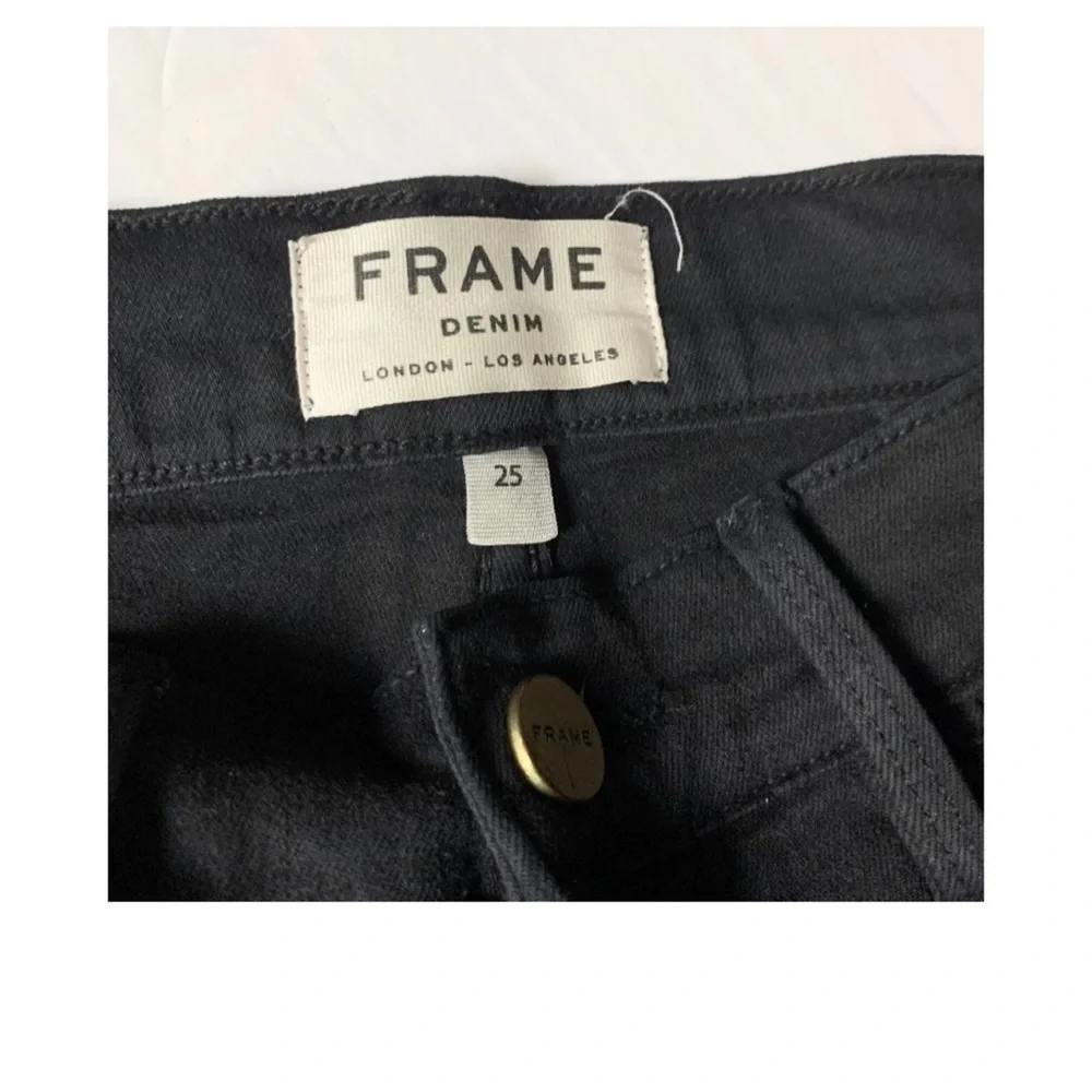 Frame Black Le High Skinny High Waist Ripped Knee Denim Jeans - Picture 11 of 13